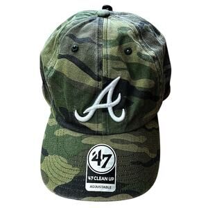 NWT Atlanta Braves '47 Green Camo Team Clean Up Adjustable Hat